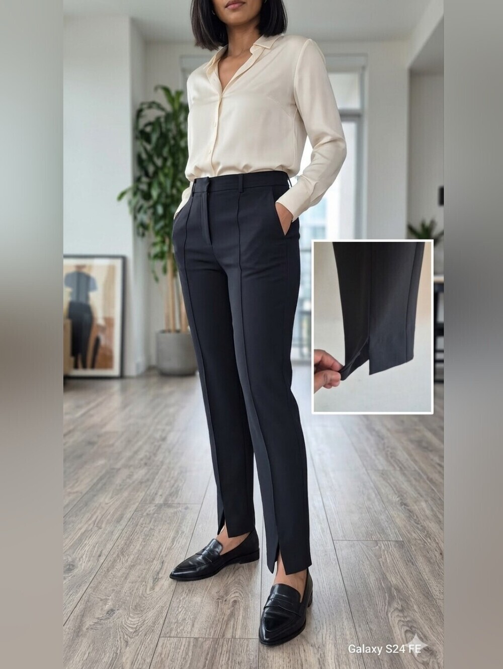 St. John Caviar Black Tailored Career Pants Size 10 USA